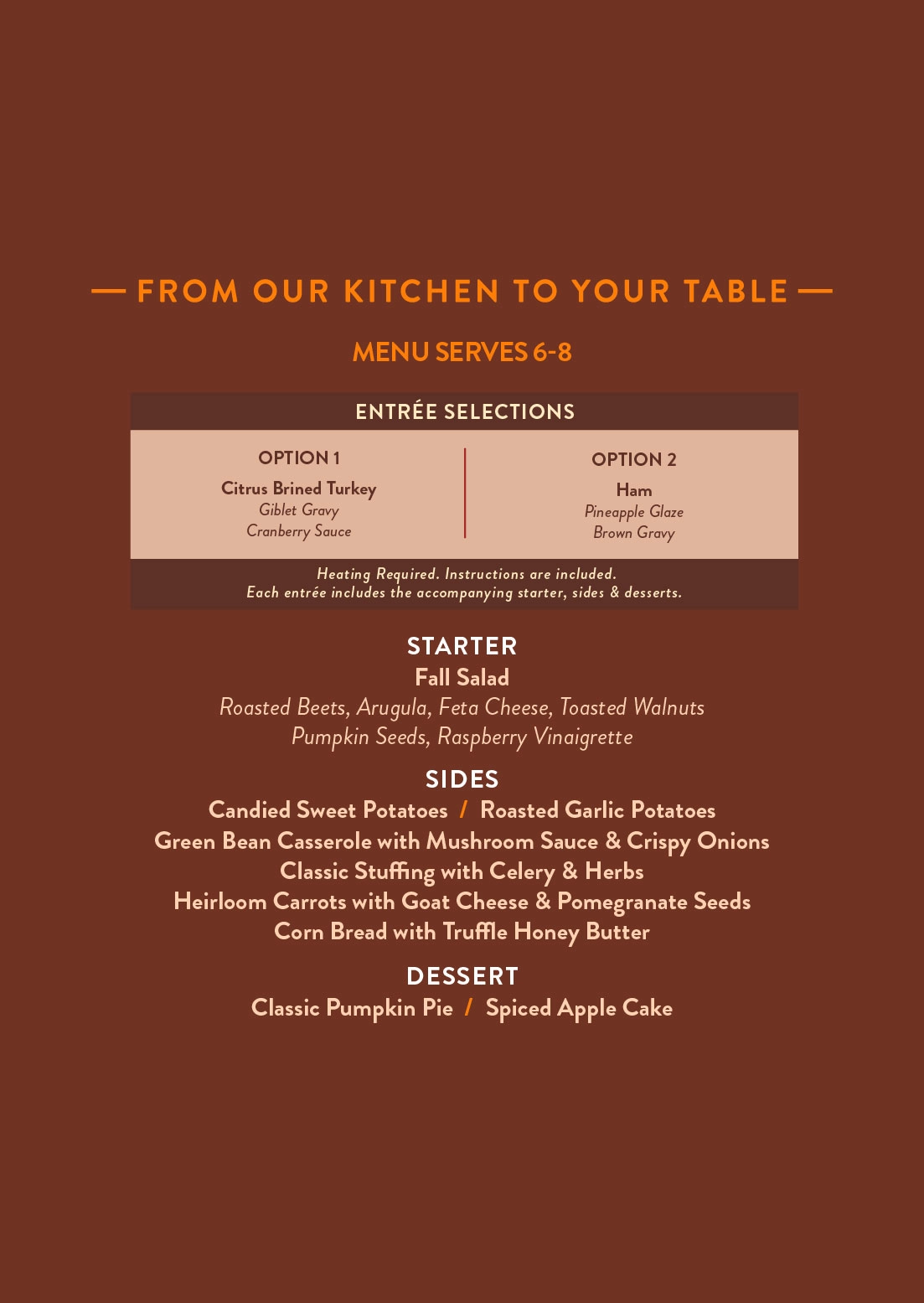 Turkey To Go Menu